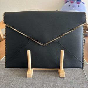 Rebecca Minkoff Leo Black Envelope Zip-Trim Clutch